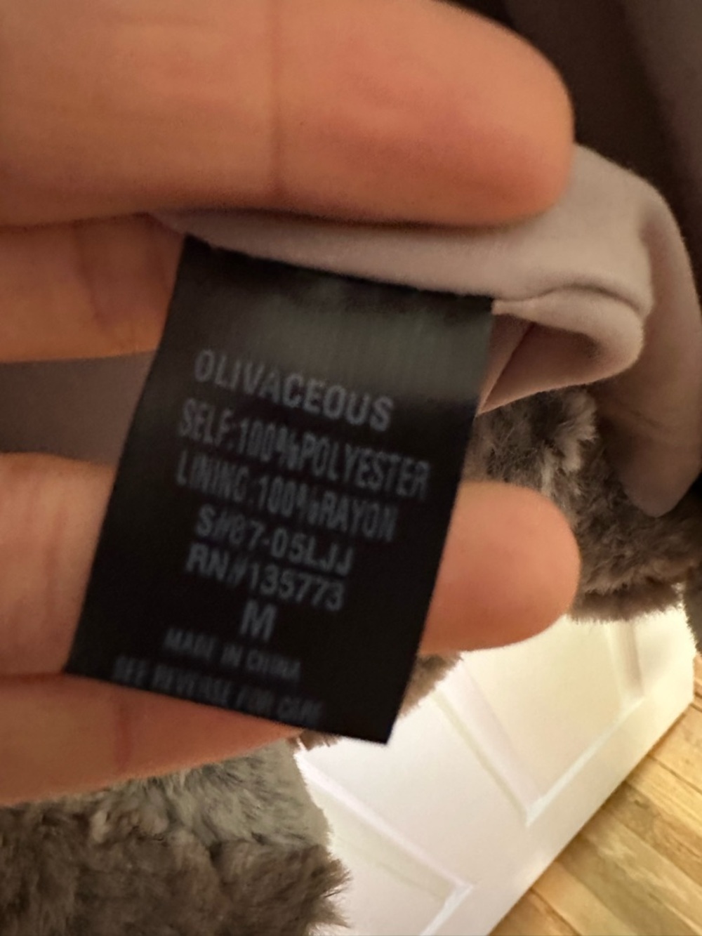Hooded Faux Fur Jacket in Taupe - Picture 5 of 5